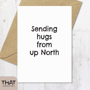 sending hugs from up North card